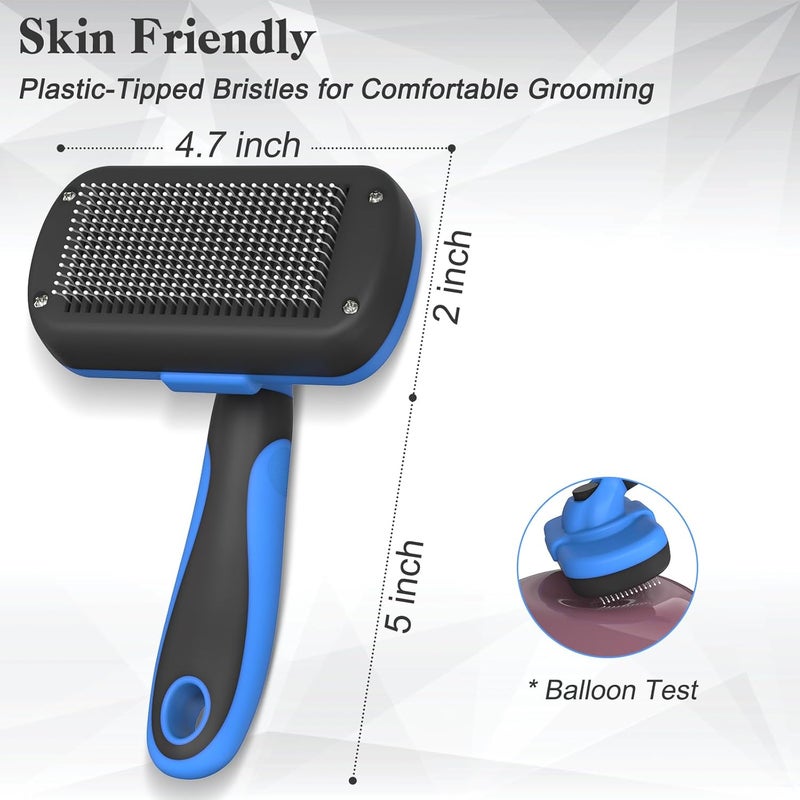 Dipoo Self-Cleaning Brush for Pet Deshedding - Skin-Friendly Grooming Tool for Dogs and Cats, Blue - Image 4